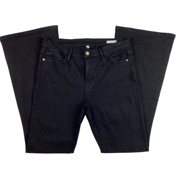 Frame Le High Flare Womens 31 Jeans Black Cotton Blend - Picture 4 of 16